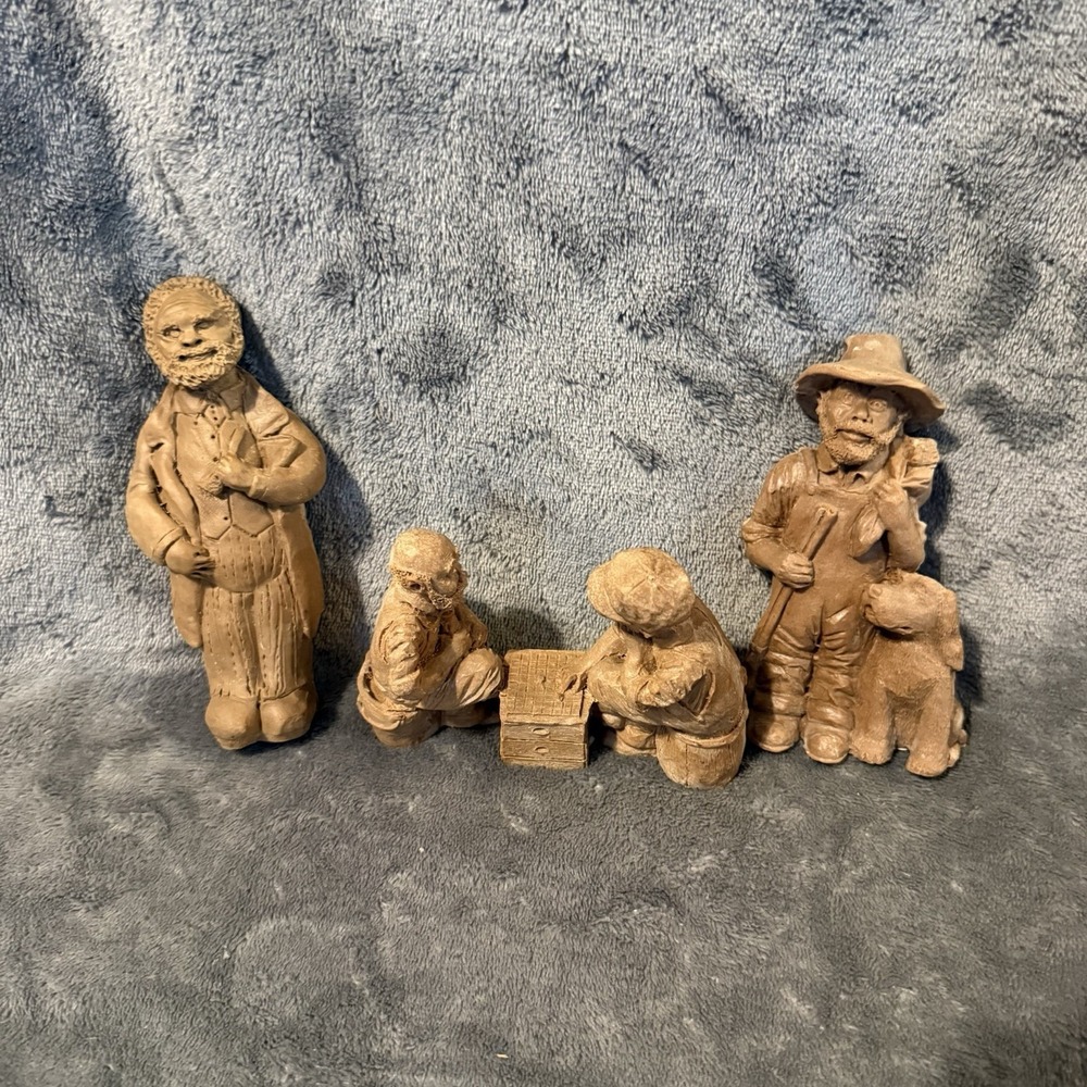 Vtg‎ Set Of 3 Small Hand Molded Clay Figurines